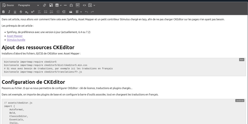 Mettre en place CKEditor 5 avec Symfony, Asset Mapper et Stimulus